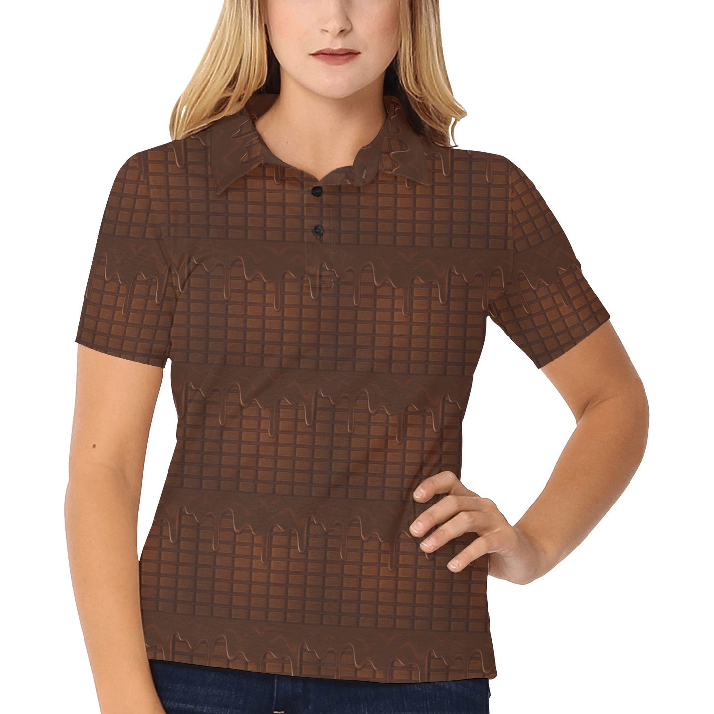 Chocolate Pattern Print Design 01 Women's Polo Shirt