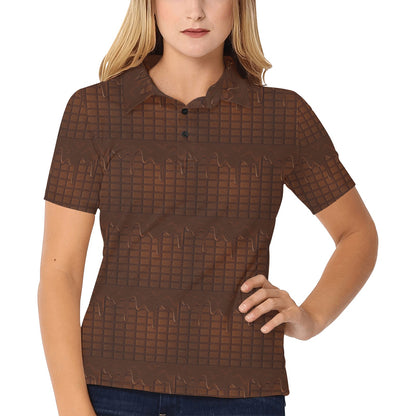 Chocolate Pattern Print Design 01 Women's Polo Shirt