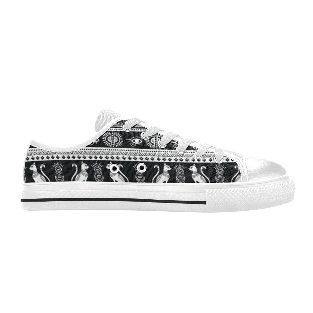 Tribal Pattern Print Design LKS305 Women's White Low Top Shoes