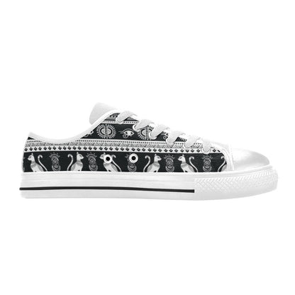Tribal Pattern Print Design LKS305 Women's White Low Top Shoes