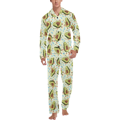 Avocado Pattern Print Design AC02 Men's Long Pajama Set