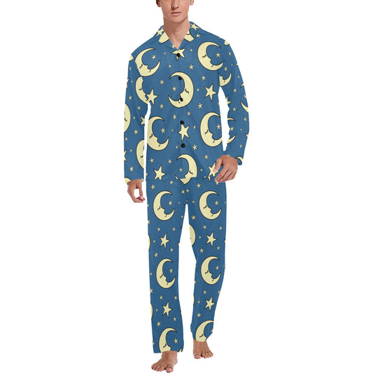 Moon Night Pattern Print Design 03 Men's Long Pajama Set