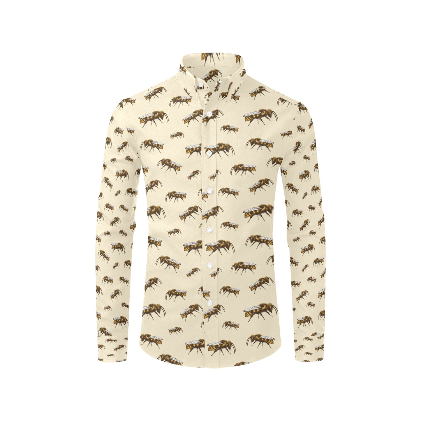 Bee Print Design LKS306 Men's Long Sleeve Dress Shirt