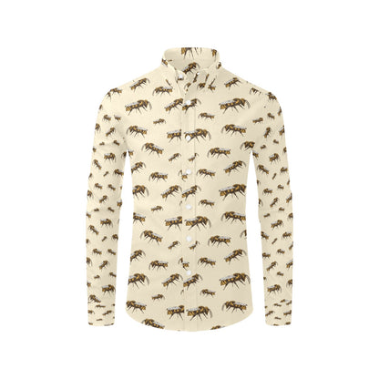 Bee Print Design LKS306 Men's Long Sleeve Dress Shirt