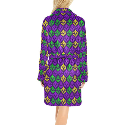 Mardi Gras Pattern Print Design 02 Women's Fleece Robe