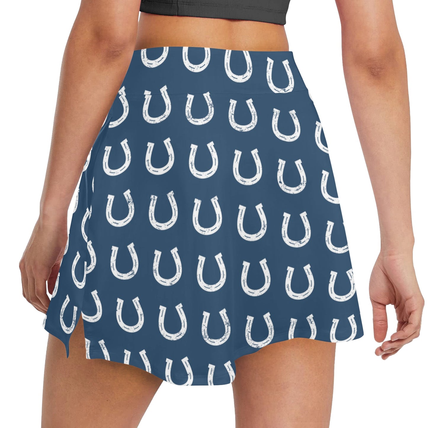 Horseshoe Print Design LKS301 Women's Golf Skirt with Pocket
