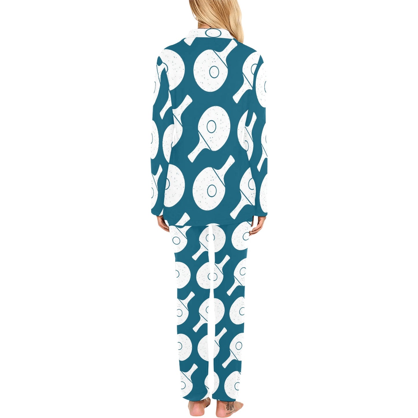 Ping Pong Pattern Print Design A02 Women's Long Pajama Set