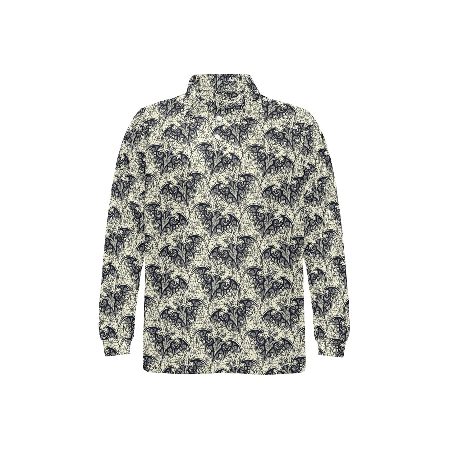 Bat Tribal Pattern Print Design 06 Long Sleeve Polo Shirt For Men's