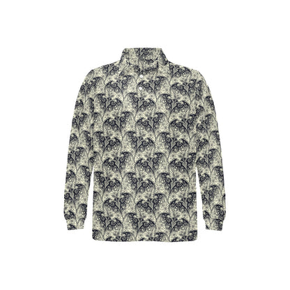 Bat Tribal Pattern Print Design 06 Long Sleeve Polo Shirt For Men's