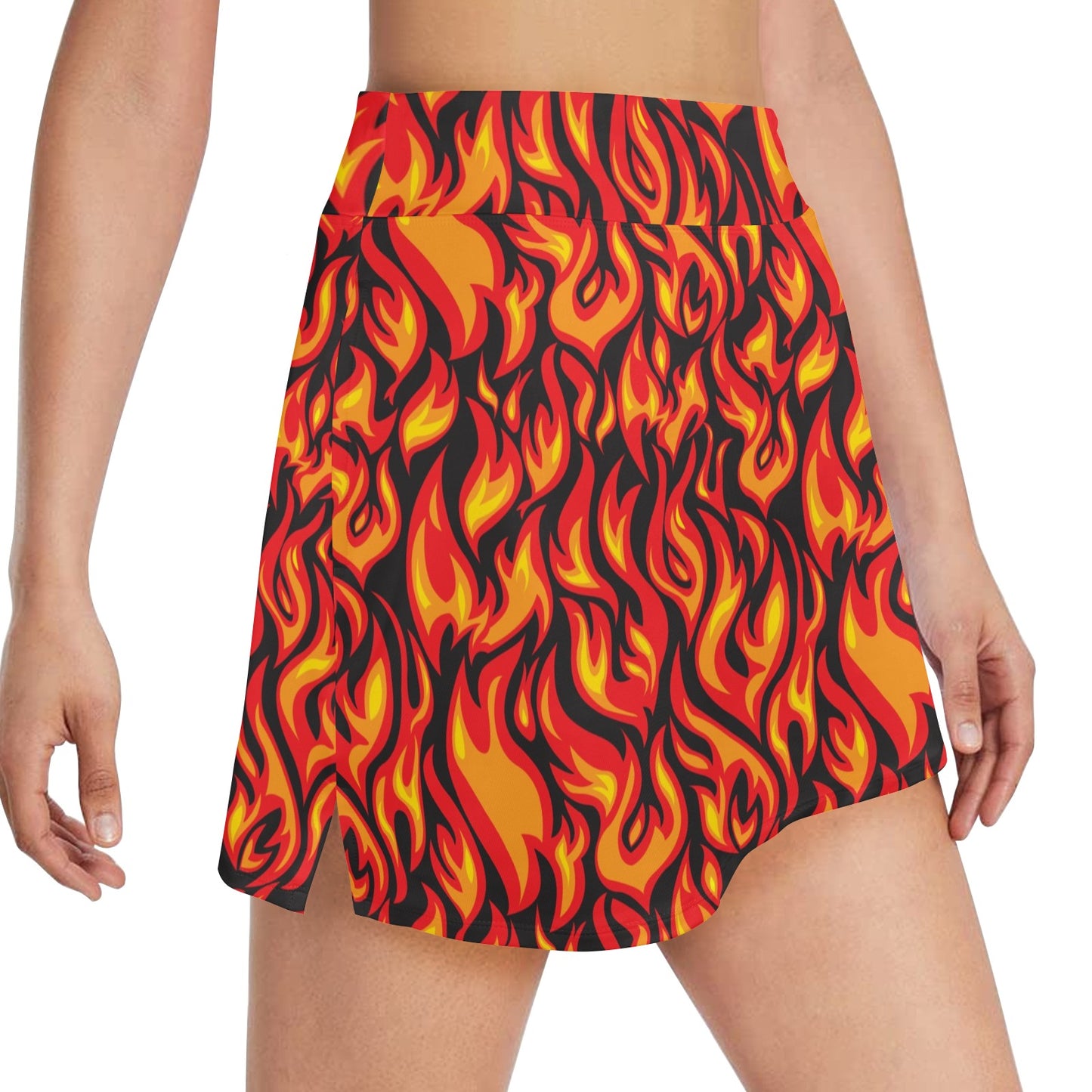Flame Fire Print Pattern 17" Golf & Pickleball Skort with Pockets