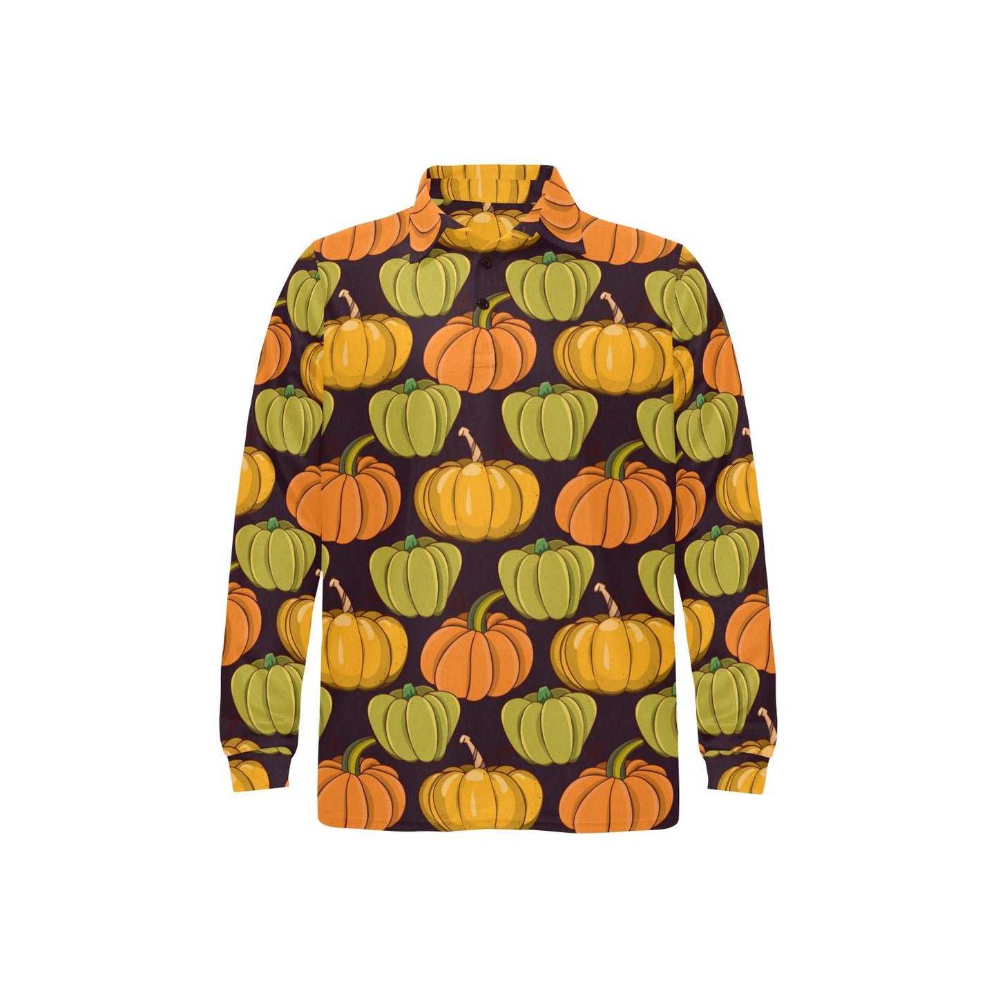 Pumpkin Pattern Print Design A01 Long Sleeve Polo Shirt For Men's