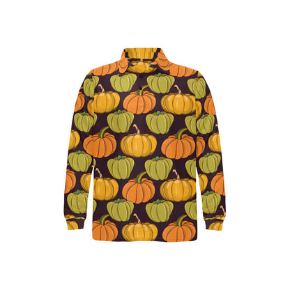 Pumpkin Pattern Print Design A01 Long Sleeve Polo Shirt For Men's