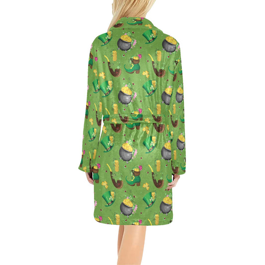 Shamrock Saint Patrick's Day Print Design LKS306 Women's Fleece Robe