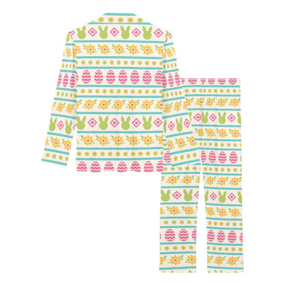 Easter Eggs Pattern Print Design RB016 Women's Long Pajama Set