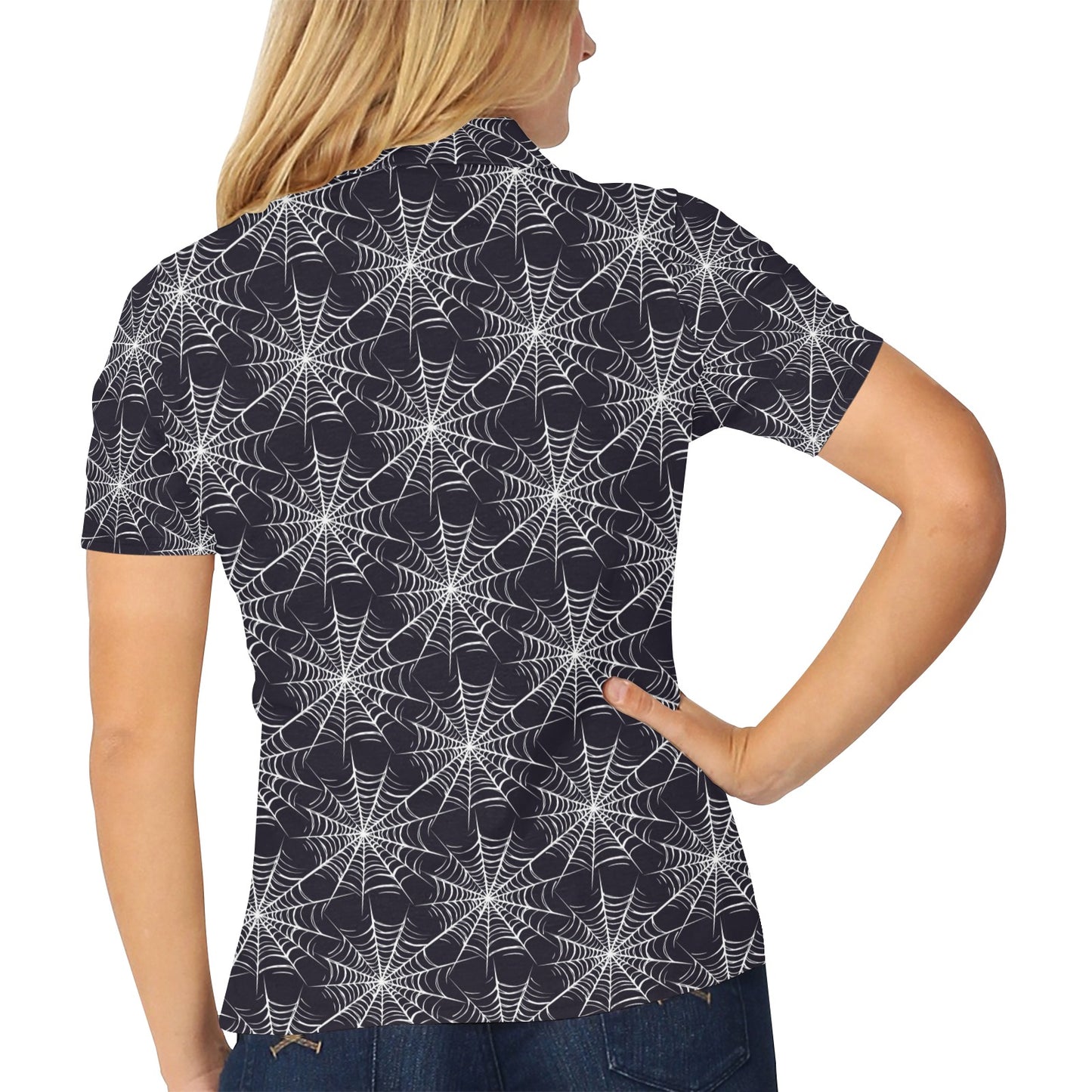 Spider Web Print Design LKS303 Women's Polo Shirt