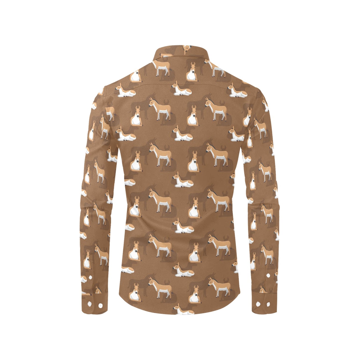 Donkey Print Design LKS401 Men's Long Sleeve Dress Shirt