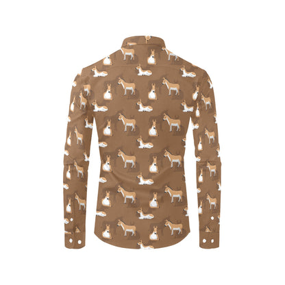 Donkey Print Design LKS401 Men's Long Sleeve Dress Shirt