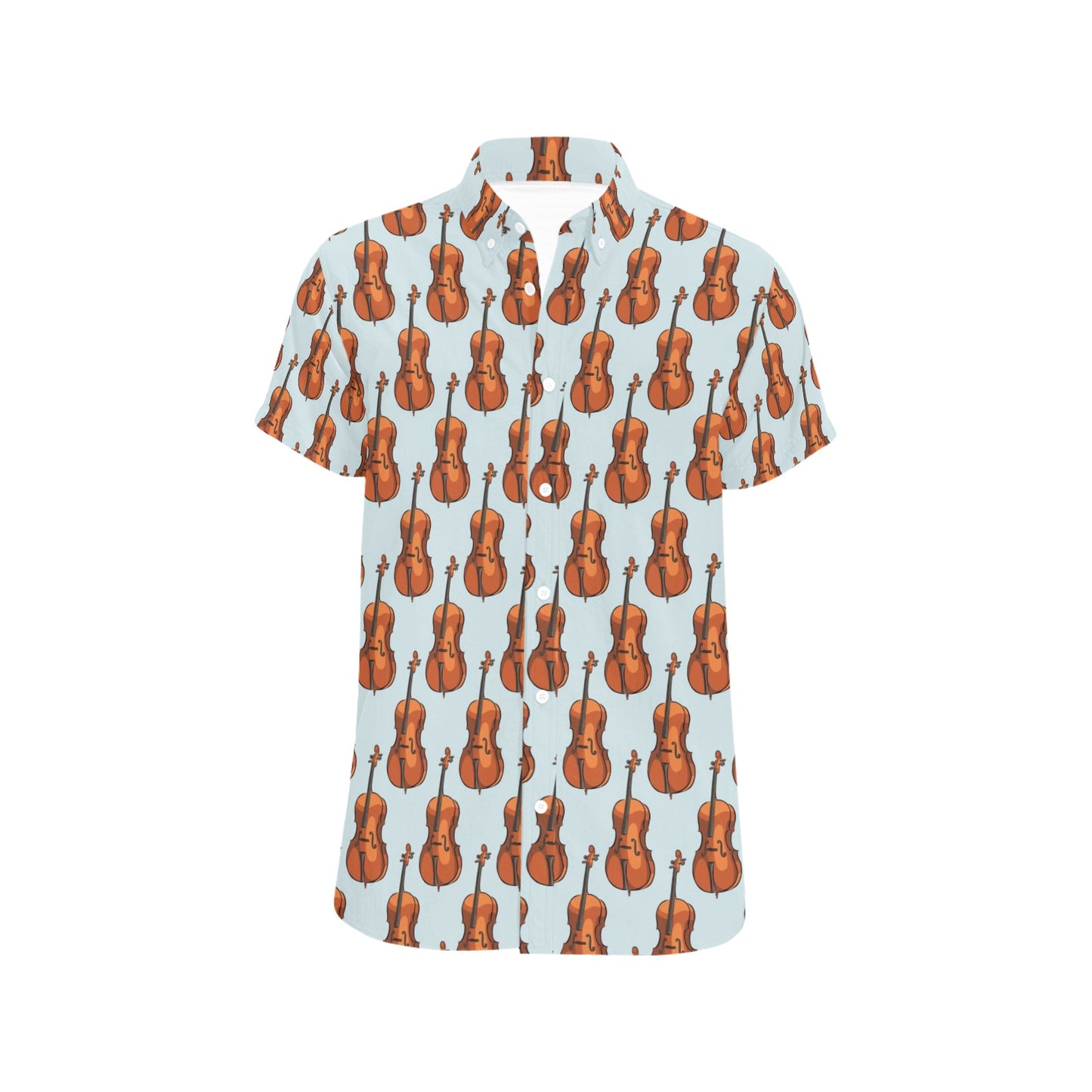 Violin Print Design LKS406 Men Short Sleeve Button Up Shirt