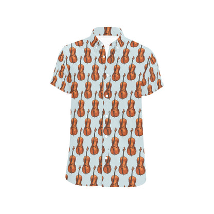 Violin Print Design LKS406 Men Short Sleeve Button Up Shirt