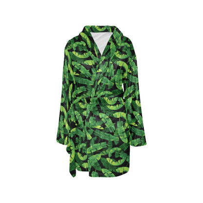 Banana Leaf Pattern Print Design 02 Women's Fleece Robe