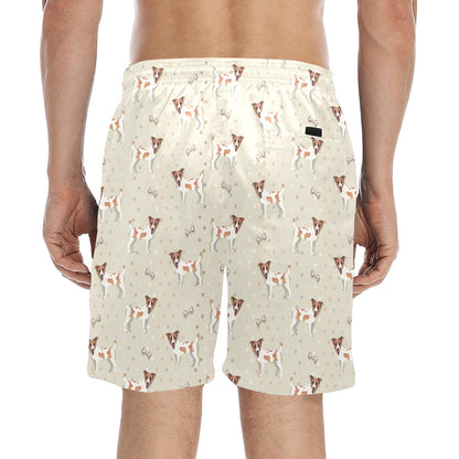 Russell Terriers With Bone Print Design LKS302 Men's Swim Trunks Beach Shorts