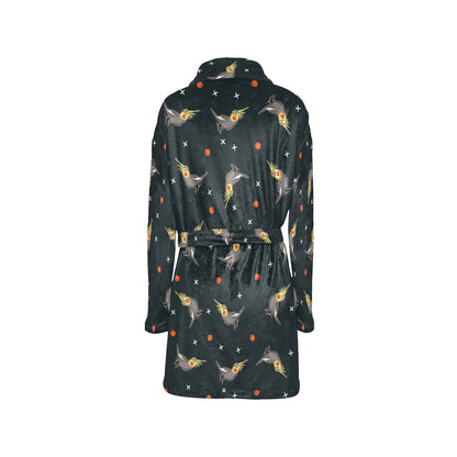 Cockatiel Pattern Print Design 02 Women's Fleece Robe