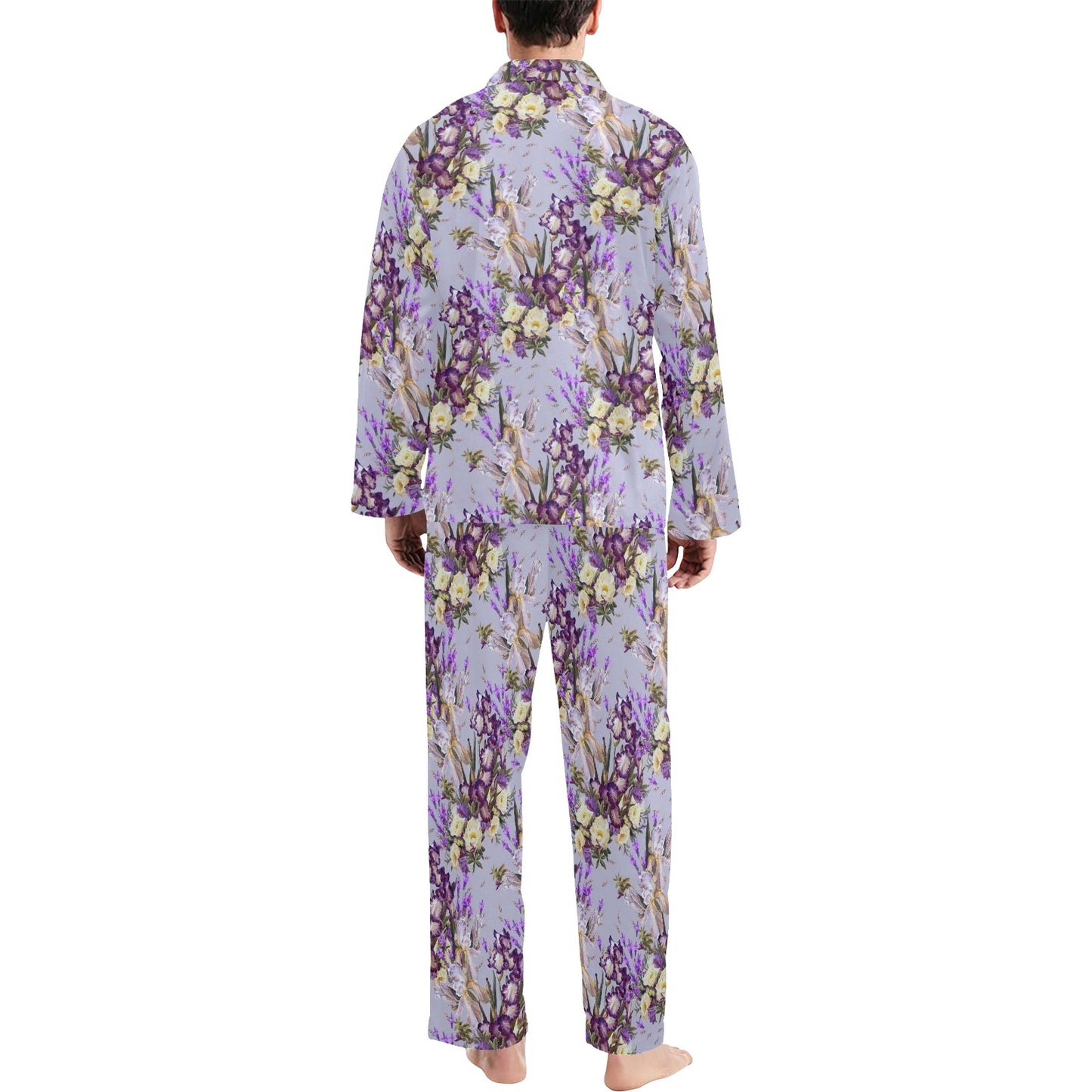 Iris Pattern Print Design IR07 Men's Long Pajama Set
