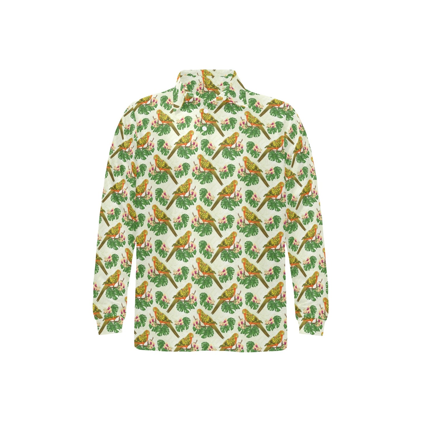 Conures Pattern Print Design 01 Long Sleeve Polo Shirt For Men's