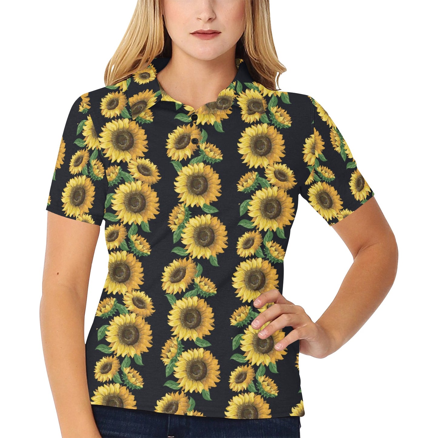Sunflower Print Design LKS306 Women's Polo Shirt