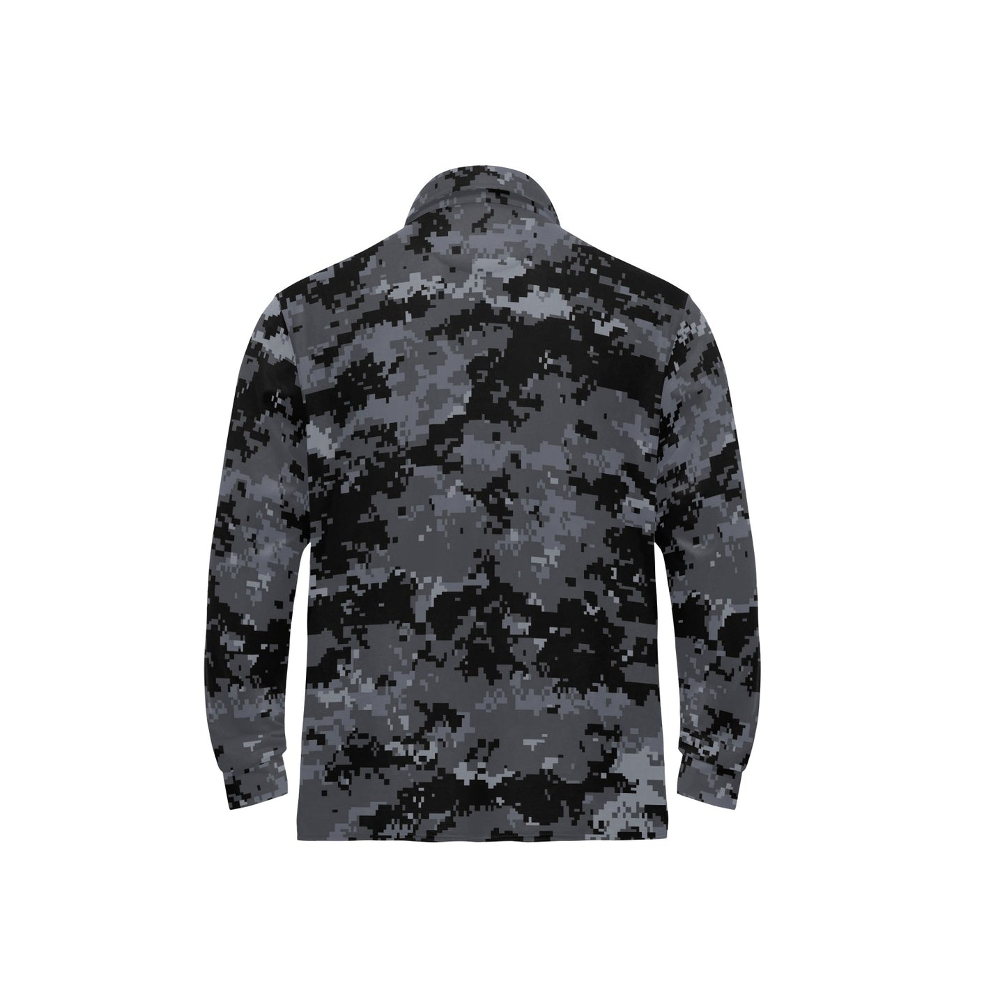 ACU Digital Black Camouflage Long Sleeve Polo Shirt For Men's