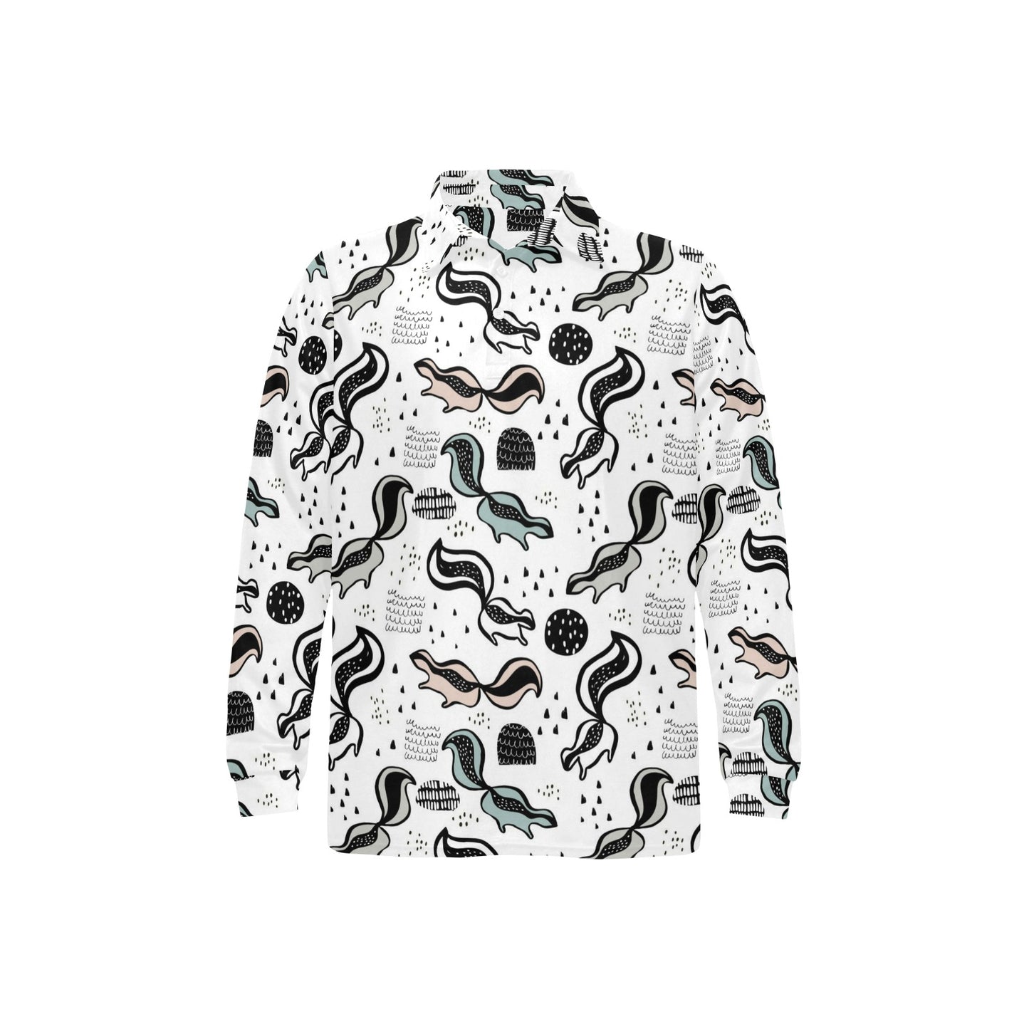 Skunk Print Design LKS303 Long Sleeve Polo Shirt For Men's