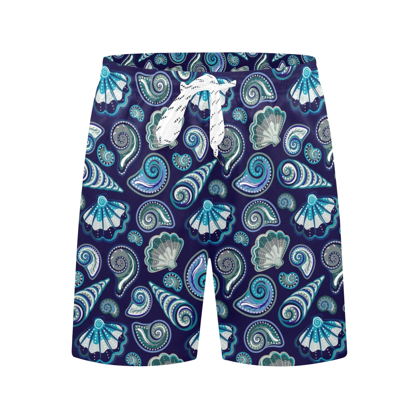 Beach Seashell Blue Print Men's Swim Trunks Beach Shorts