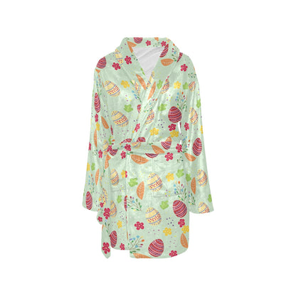 Easter Eggs Pattern Print Design RB07 Women's Fleece Robe
