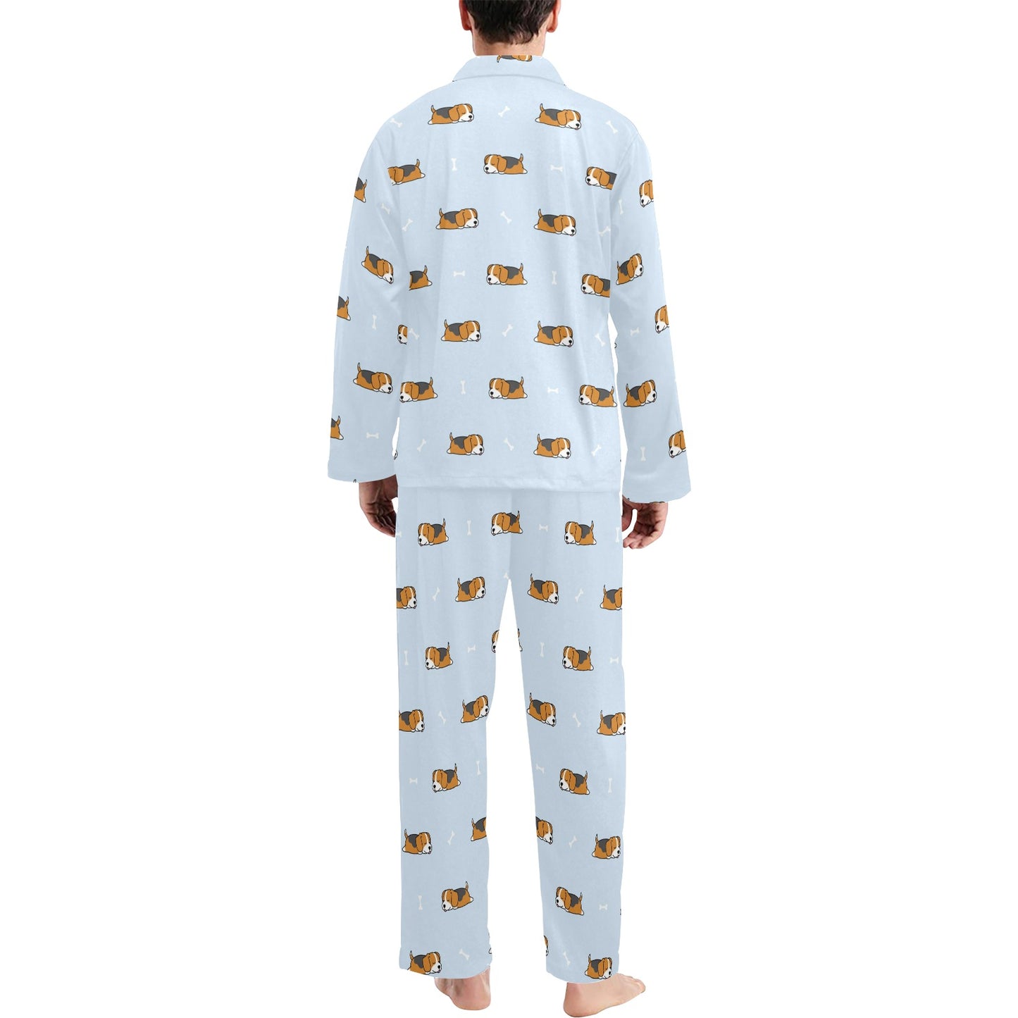 Beagle Pattern Print Design 06 Men's Long Pajama Set