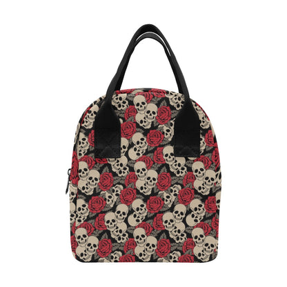 Skull And Roses Print Design LKS301 Insulated Lunch Bag