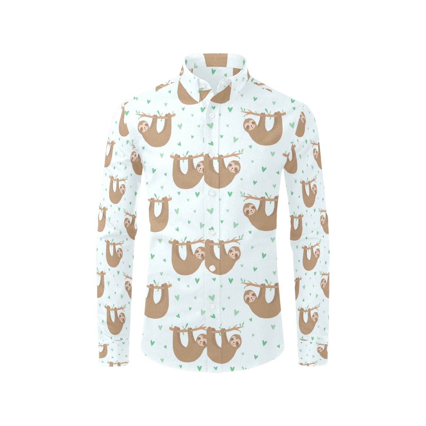 Sloth Print Design LKS308 Men's Long Sleeve Dress Shirt