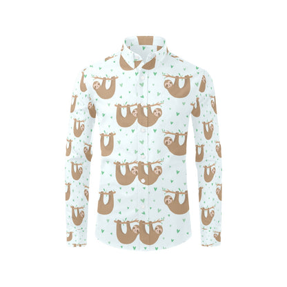 Sloth Print Design LKS308 Men's Long Sleeve Dress Shirt