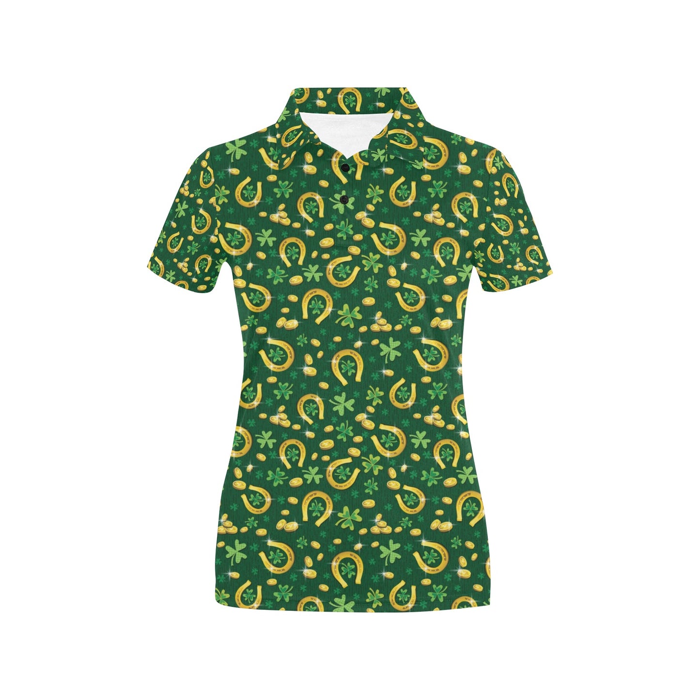 Shamrock Horse Shoes Saint Patrick's Day Print Design LKS307 Women's Polo Shirt