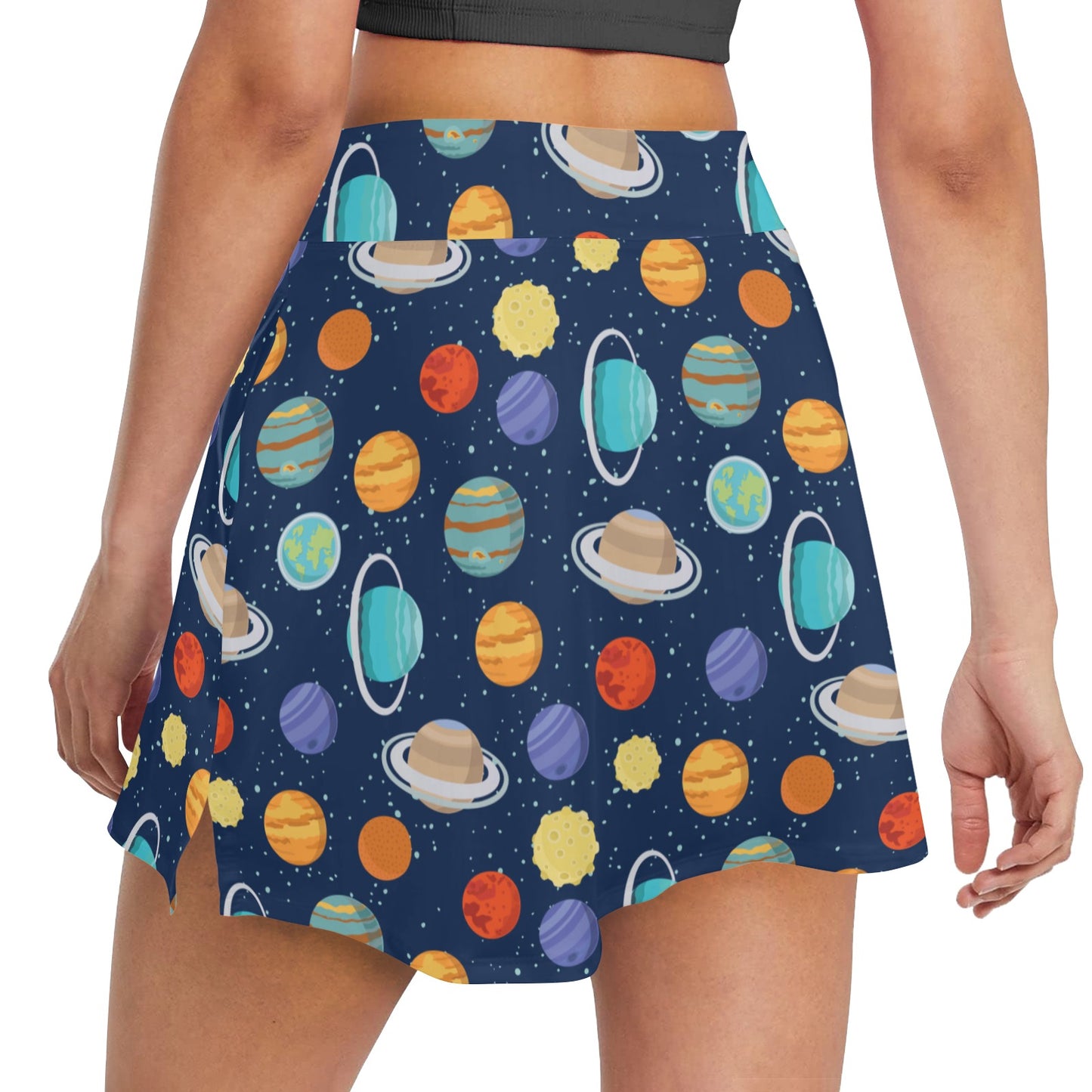 Planet With Star Print Design LKS303 17" Golf & Pickleball Skort with Pockets