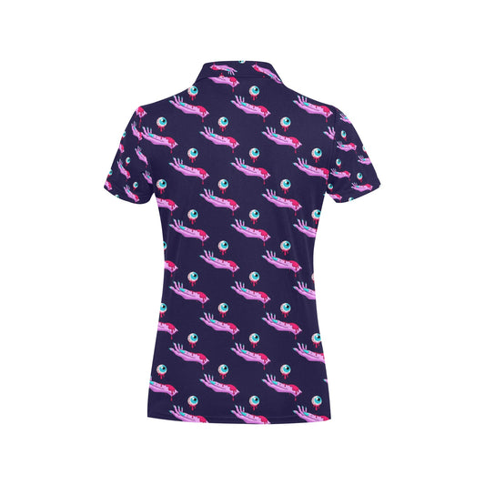 Zombie Pink Hand Design Pattern Print Women's Polo Shirt
