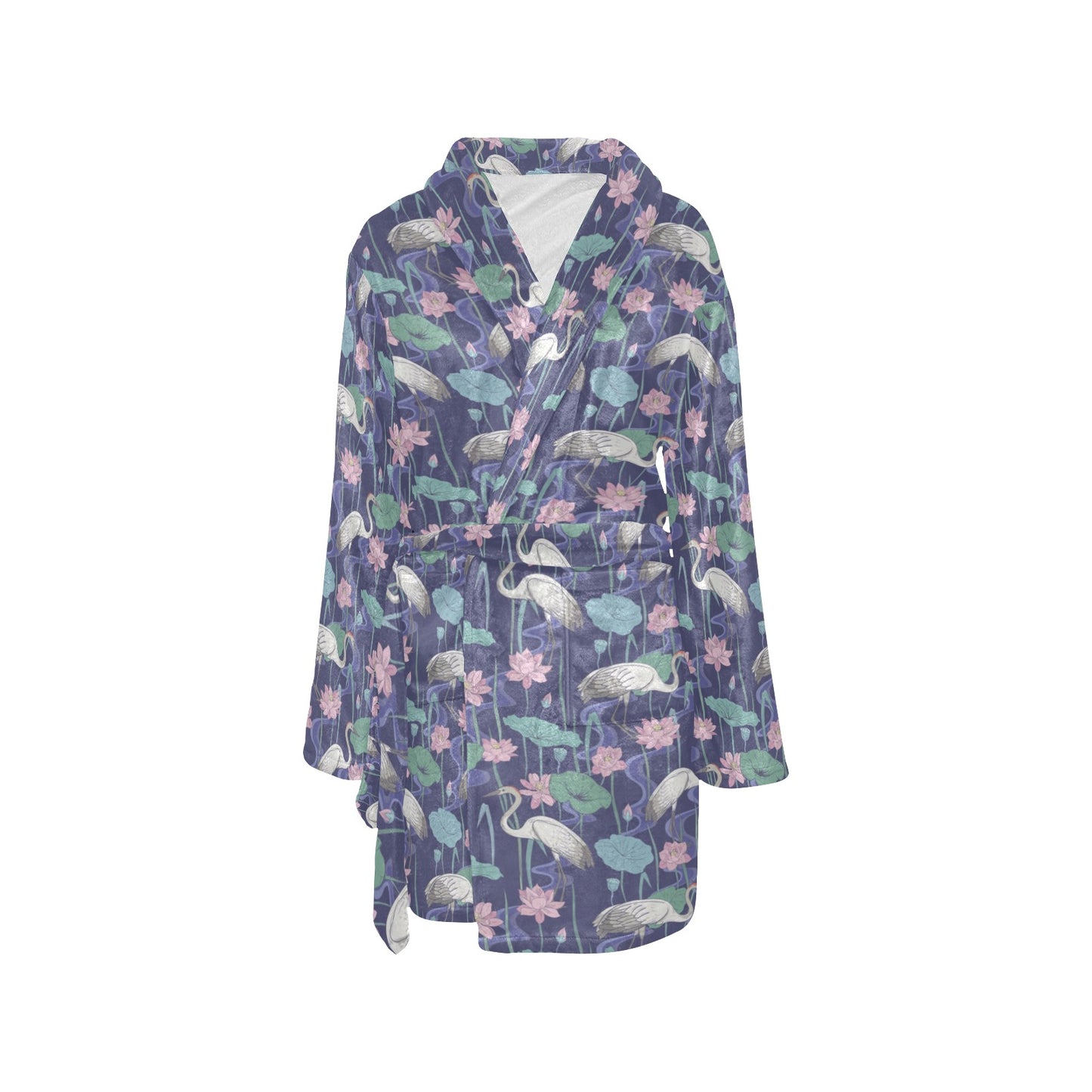 Water Lily Print Design LKS306 Women's Fleece Robe