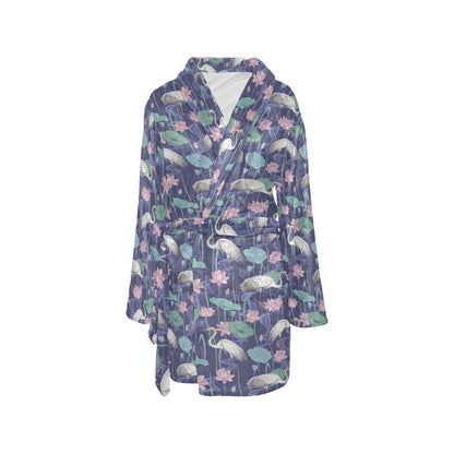 Water Lily Print Design LKS306 Women's Fleece Robe