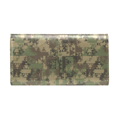 Camouflage Aztec Green Army Print Women's Trifold Wallet