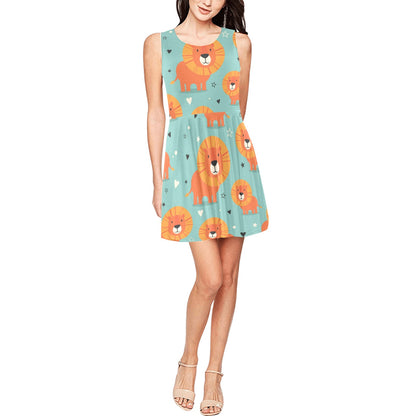 Lion Baby Pattern Print Design 03 Sleeveless Dress