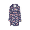 Sea Turtle With Jelly Fish Print Design LKS301 Women's Fleece Robe