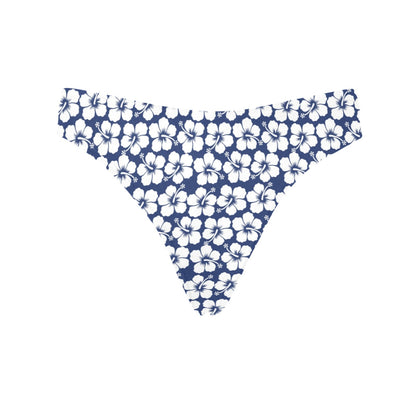 Hibiscus Blue Hawaiian Flower Pattern Women's Thongs