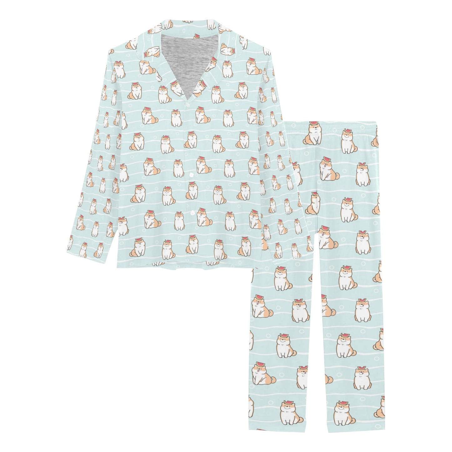Shiba Inu Print Design LKS3011 Women's Long Pajama Set