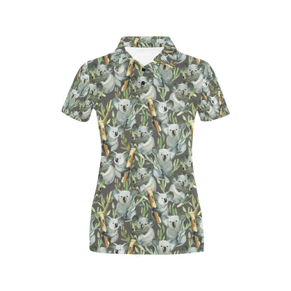 Koala Pattern Design Print Women's Polo Shirt