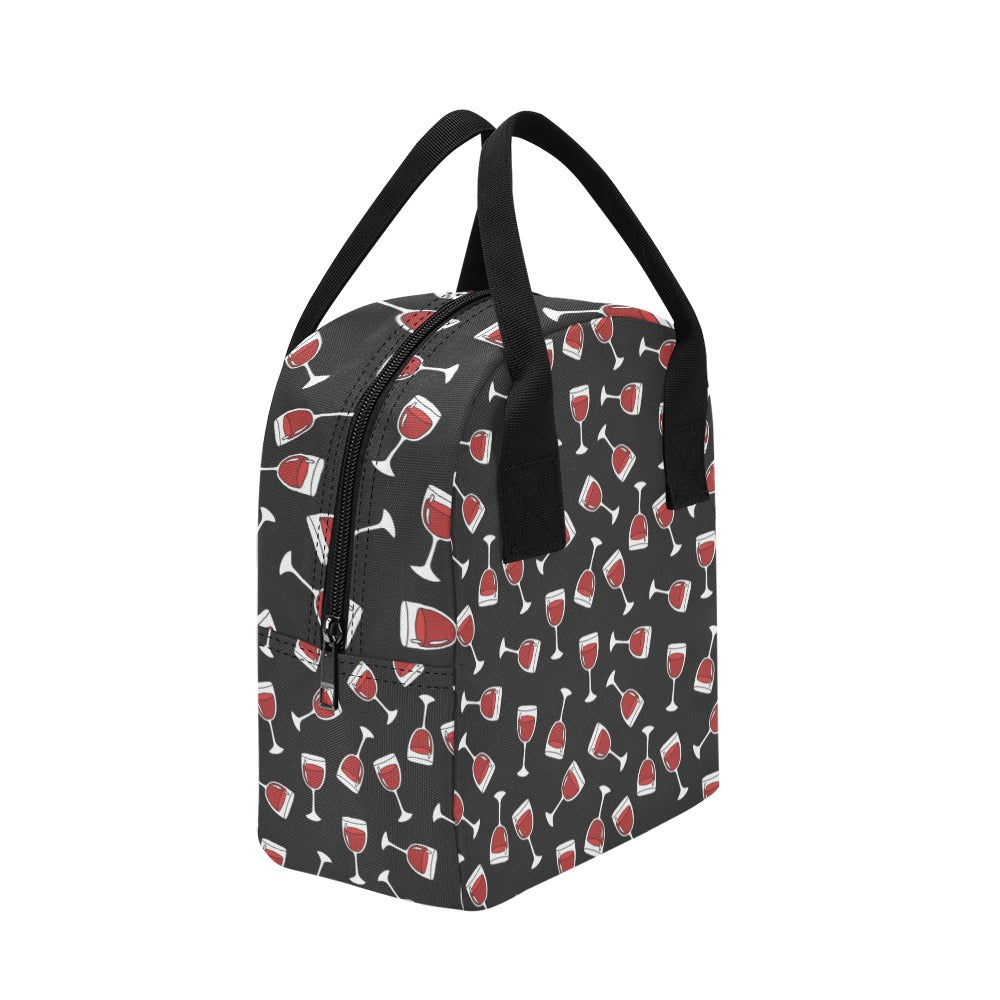 Wine Glass Print Design LKS303 Insulated Lunch Bag