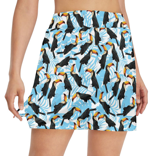 Toucan Print Design LKS303 17" Golf & Pickleball Skort with Pockets